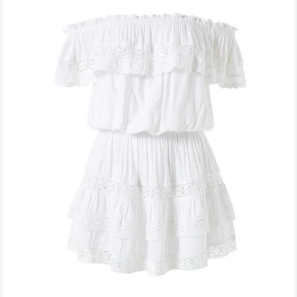 Melissa Odabash Michelle White Off-Shoulder Mini Dress